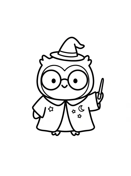 Wizard owl coloring page